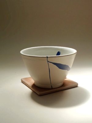 Gros bol "végétal" intérieur bleu
